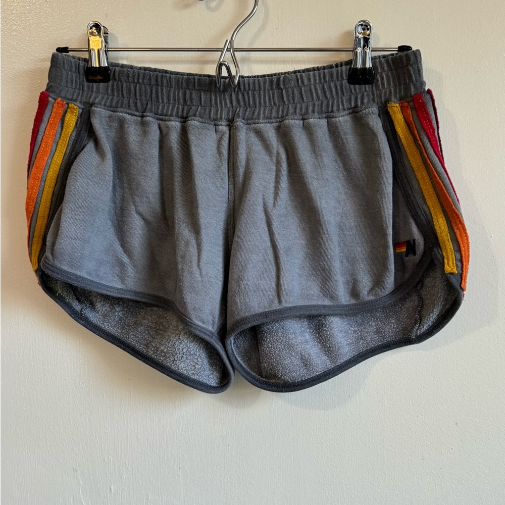 Aviator Nation Gray and Red Athletic Shorts for Dynamic Workouts